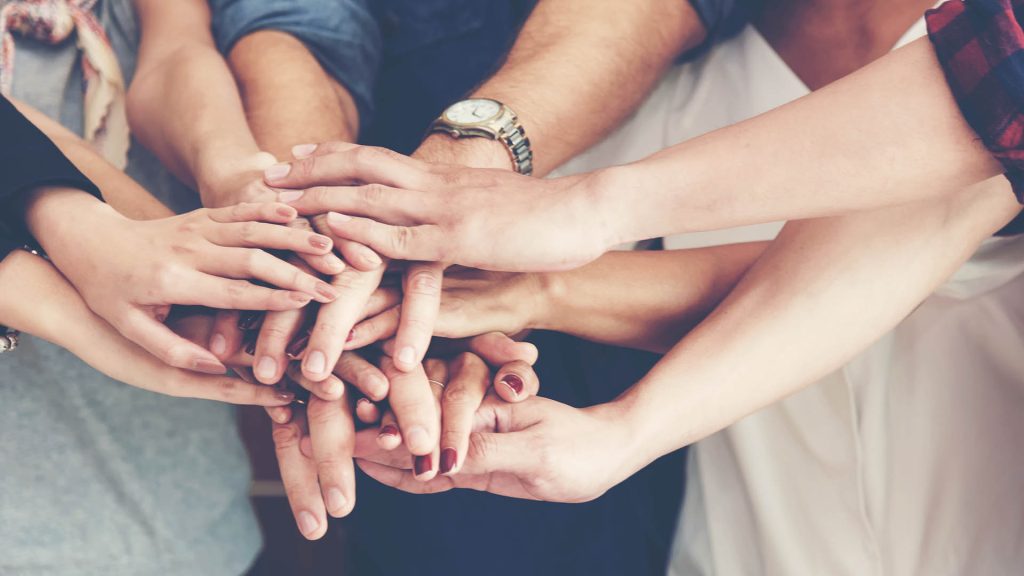 Teamwork Success. Top View Executive Business People Group Team