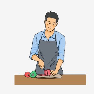 Pngtree Boy Wearing An Apron School Boy Cooking Cutting Vegetables On The Png Image 344753