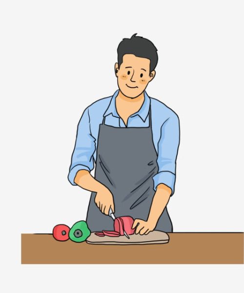 Pngtree Boy Wearing An Apron School Boy Cooking Cutting Vegetables On The Png Image 344753